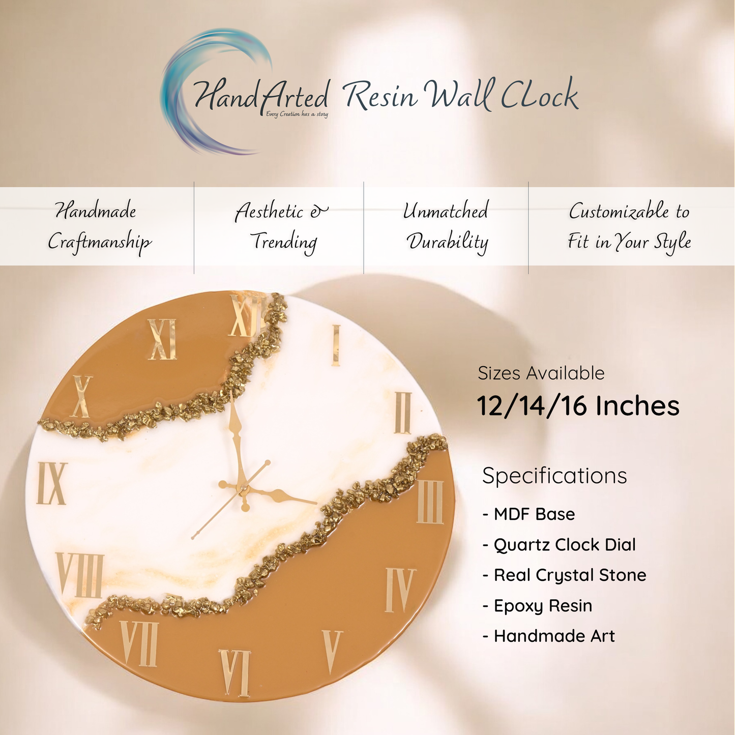 Earthstone Bronze Resin Wall Clock – Where Art Meets Time