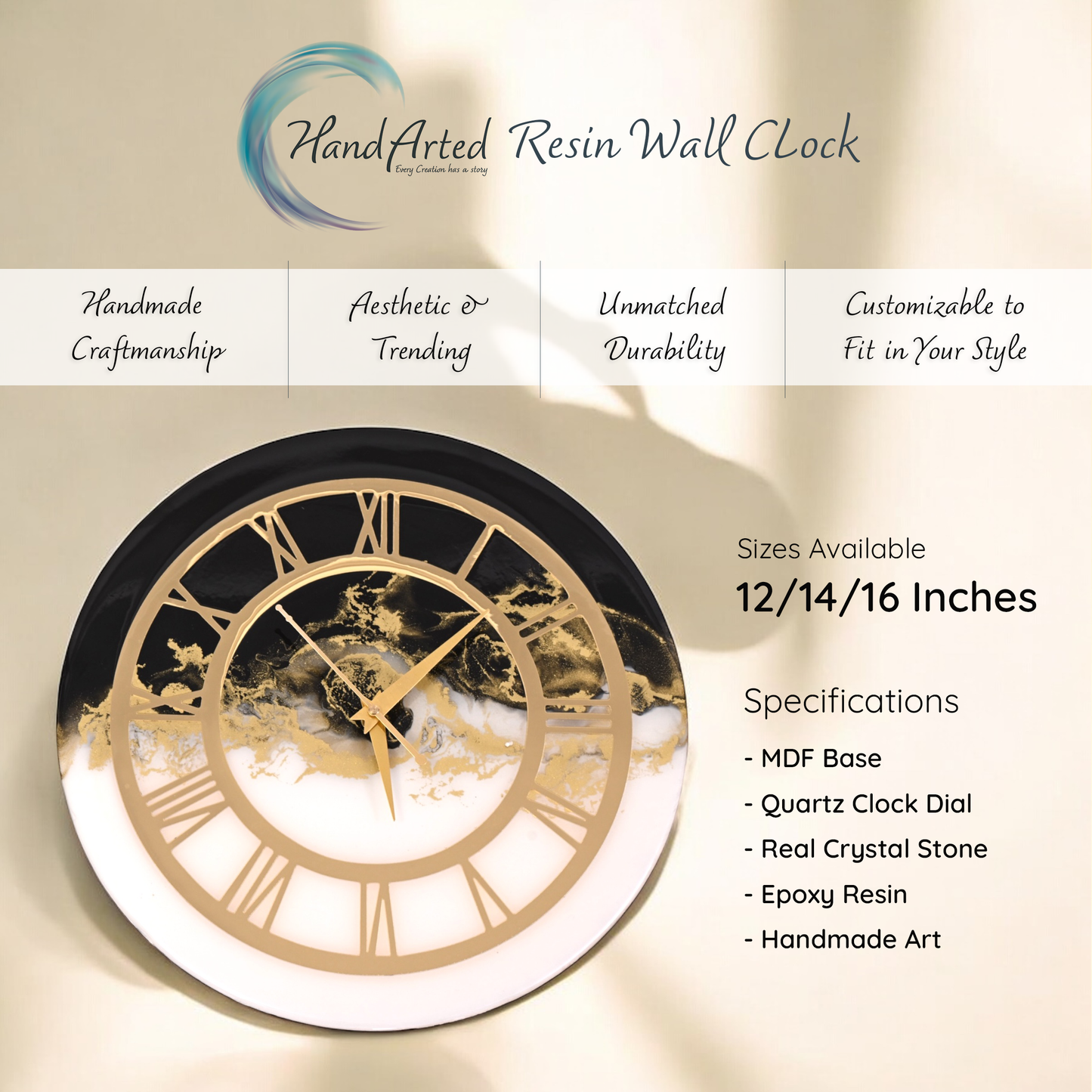Midnight Marble Clock