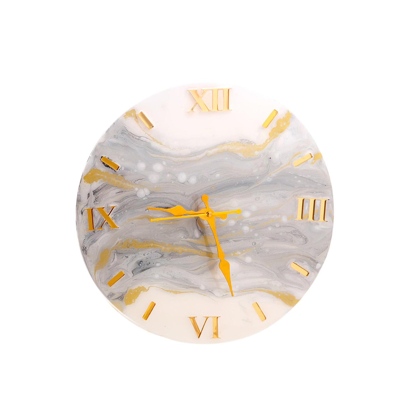 Serene Mist White and Grey Resin Wall Clock
