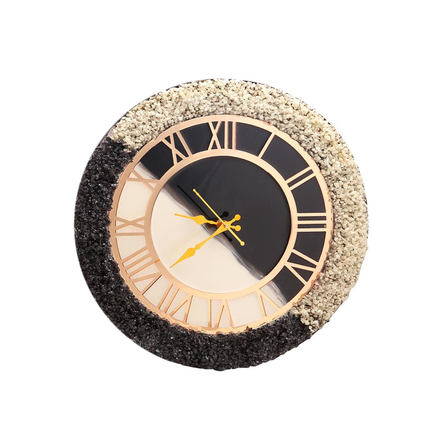 Golden Harmony Resin Wall Clock Elegance in Black & White