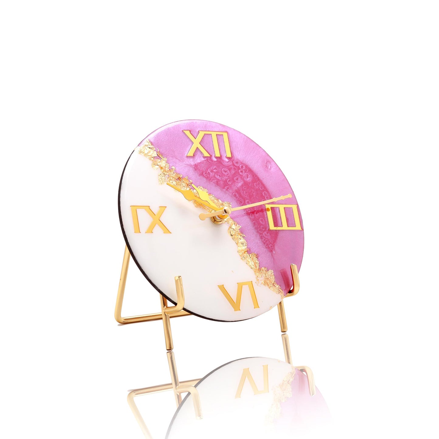 HandArted Resin Table Clock – Blush Pink Edition