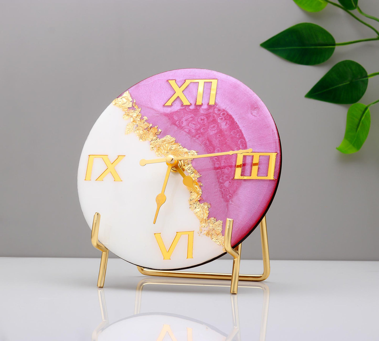 HandArted Resin Table Clock – Blush Pink Edition