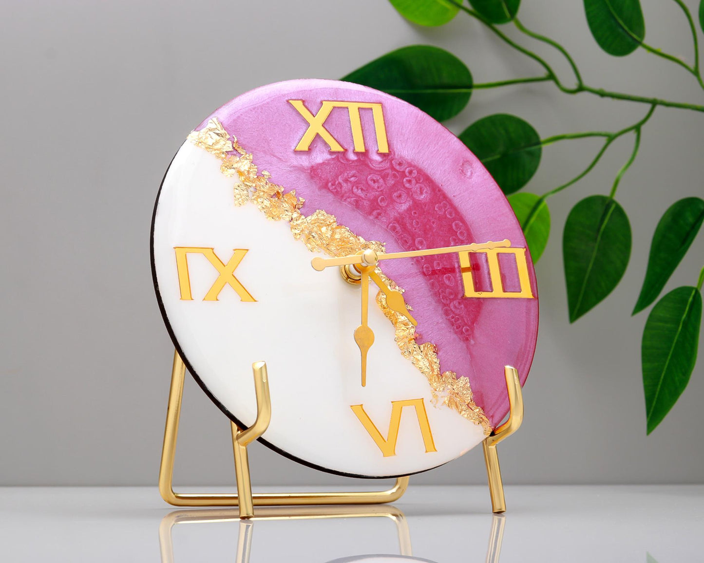 HandArted Resin Table Clock – Blush Pink Edition