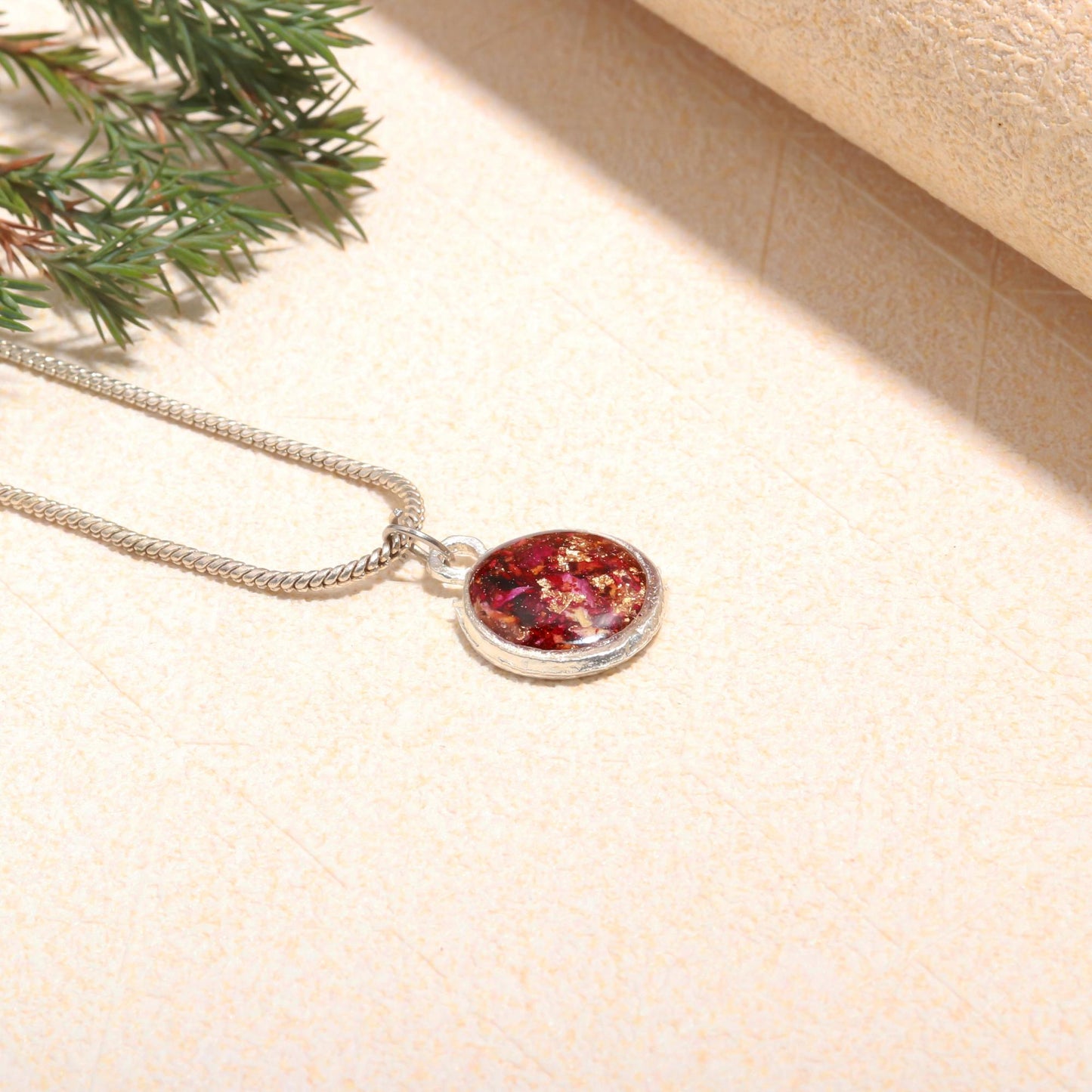 Rose petal preserved Resin pendent