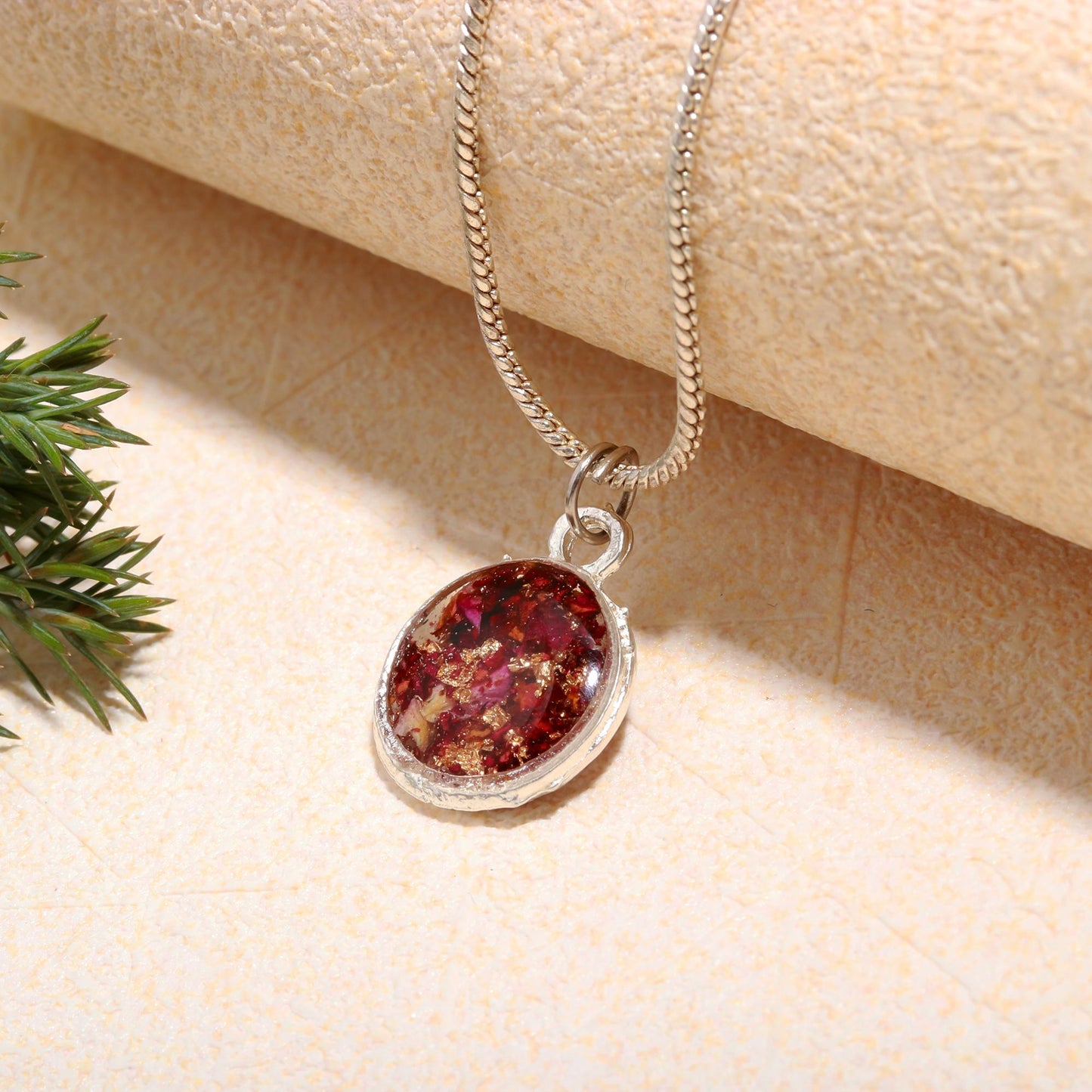 Rose petal preserved Resin pendent