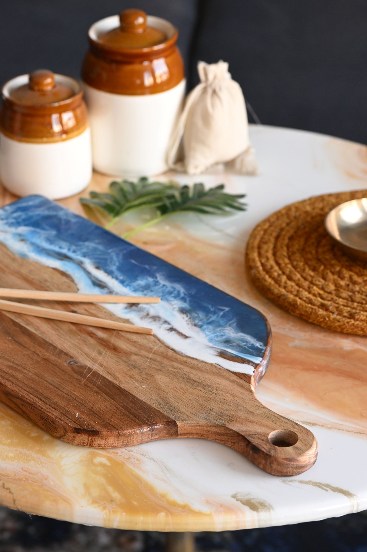 HandArted Resin Chopping Board – Ocean Wave Edition