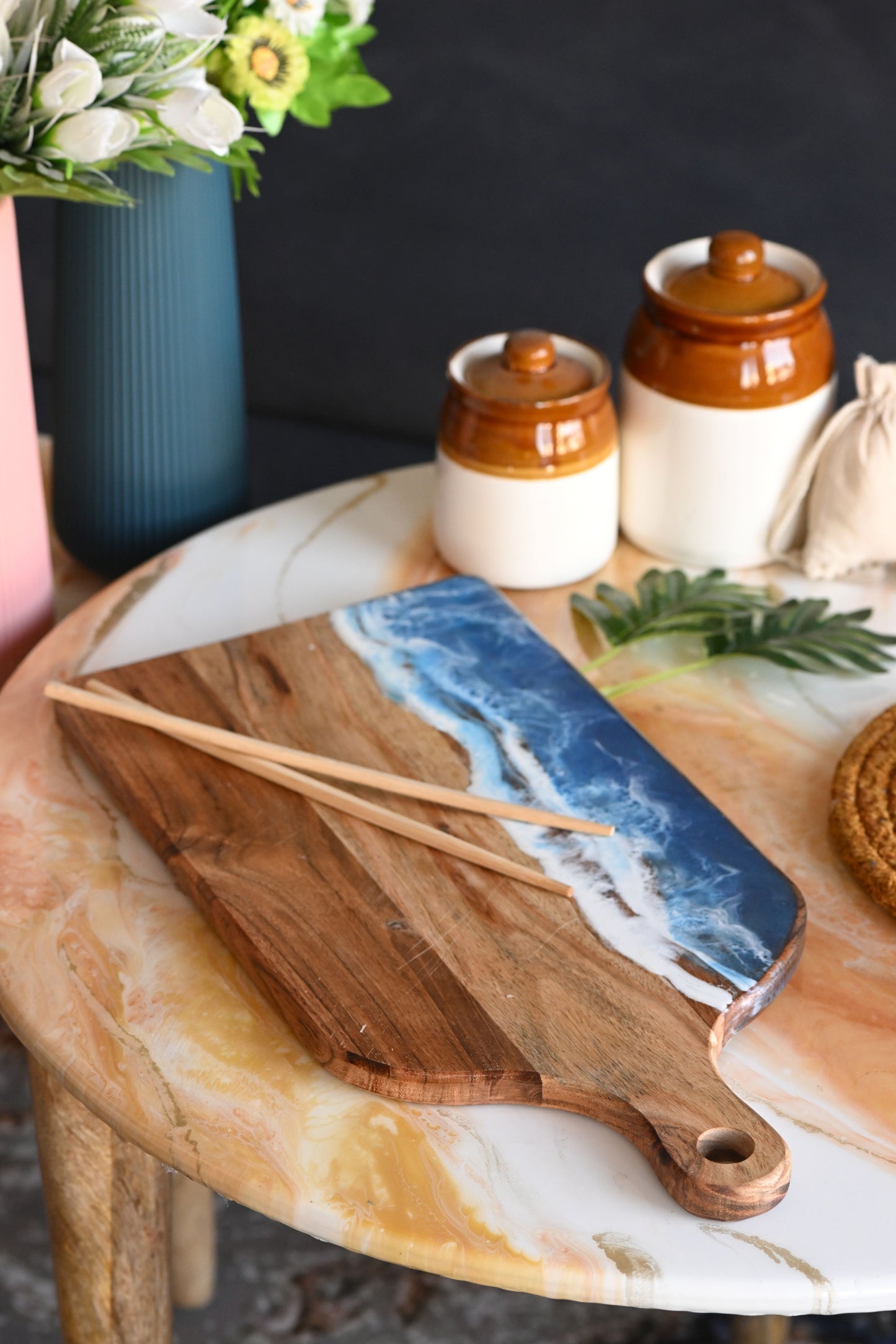 HandArted Resin Chopping Board – Ocean Wave Edition
