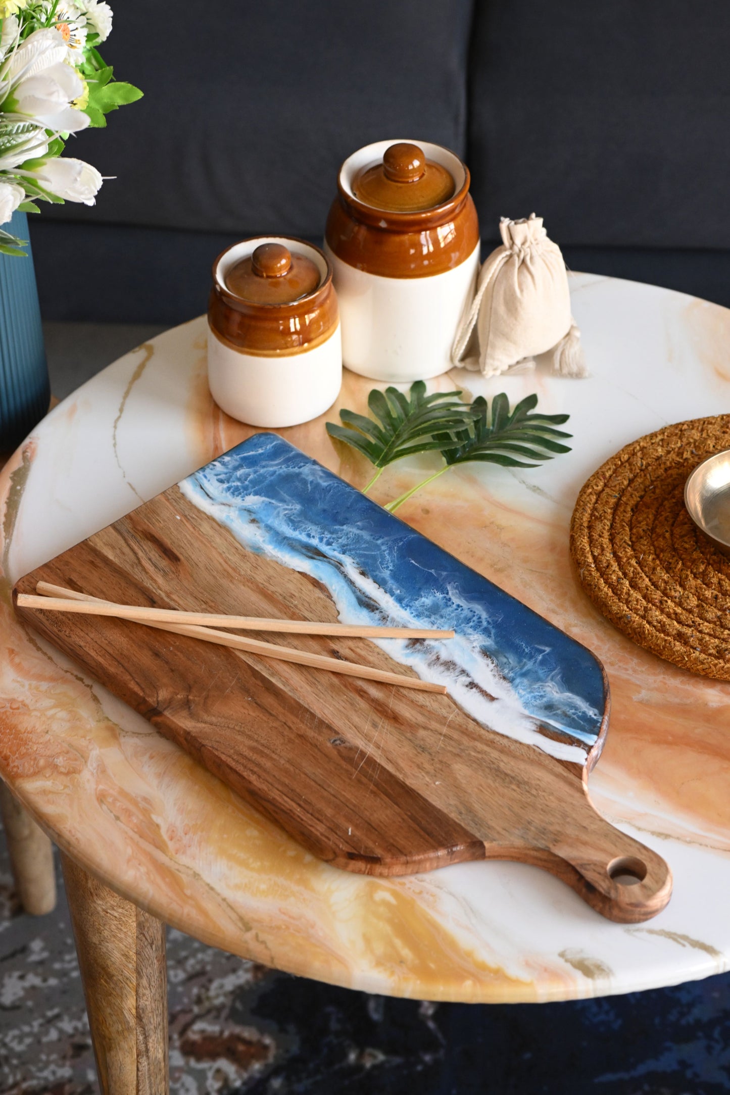 HandArted Resin Chopping Board – Ocean Wave Edition