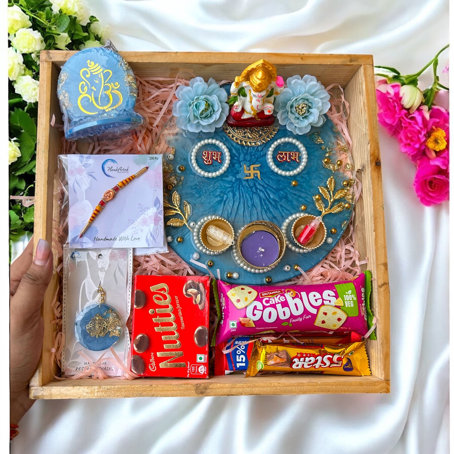 π Customized Resin Rakhi Hamper β Spiritually Rich & Thoughtfully Curated