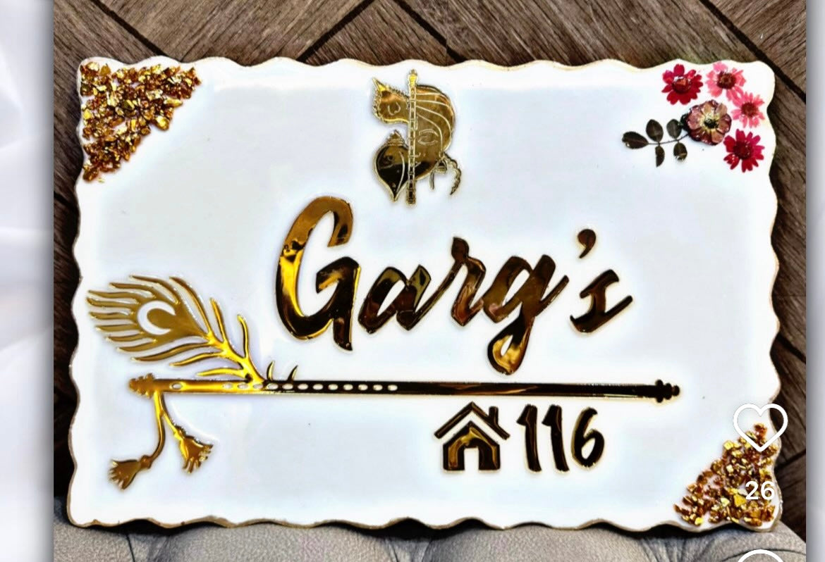 ❤️ Resin Name Plate – Artistic Charm for Your Sweet Home