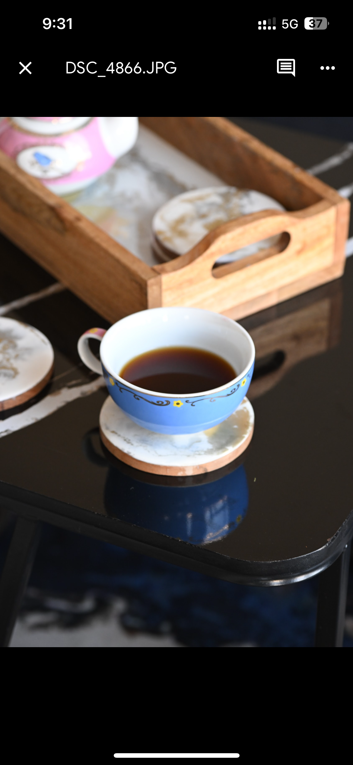 Ethereal Marble & Gold Wooden Tray & Coaster Set: Serve with Artistic Flair