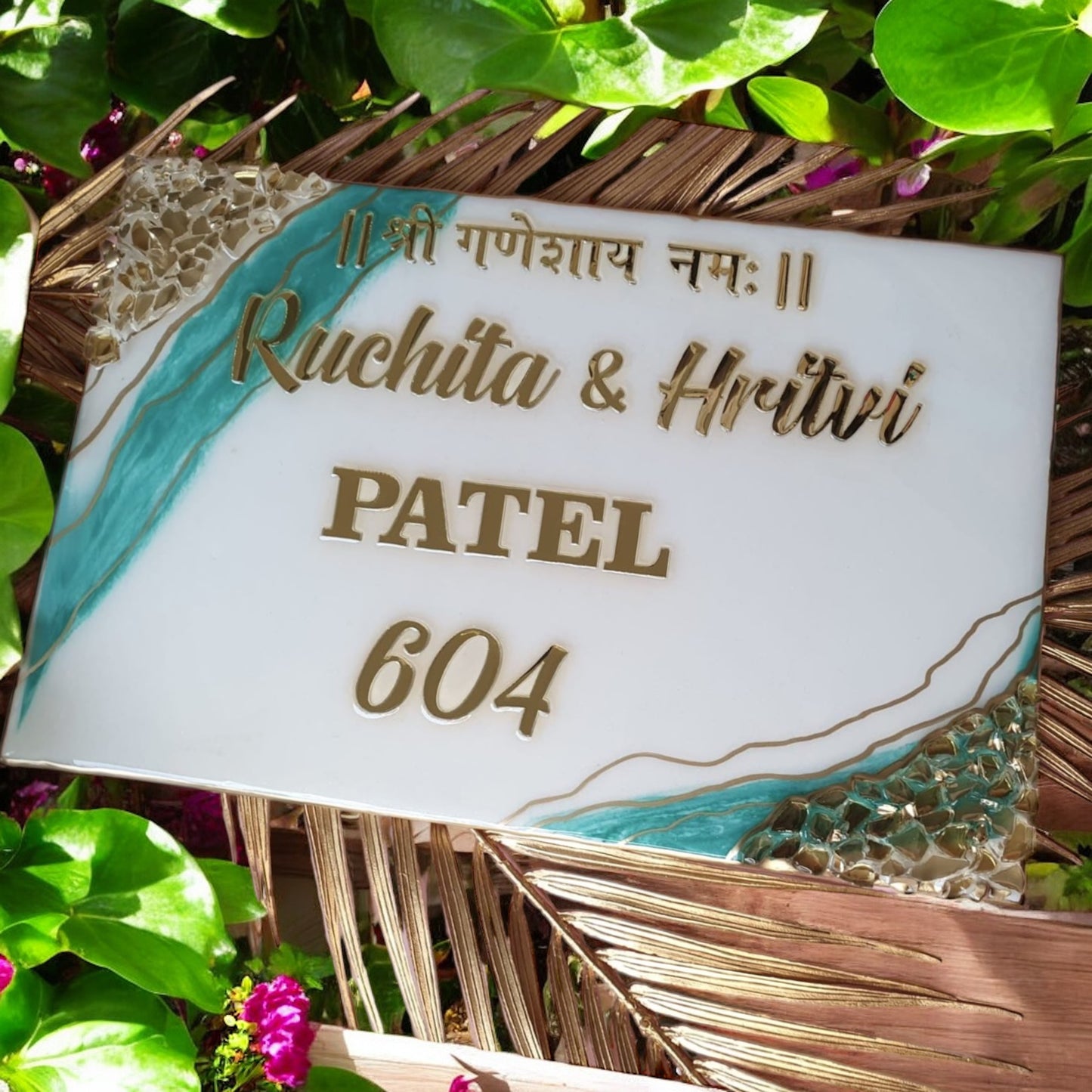 ❤️ Resin Name Plate – Serene & Elegant for Your Sweet Home