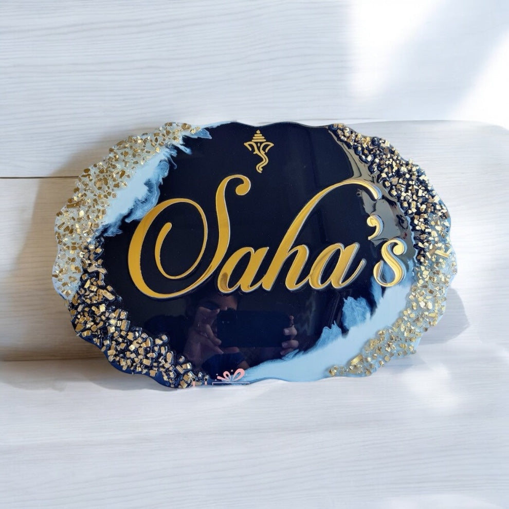 ❤️ Resin Name Plate – Celestial Beauty for Your Sweet Home