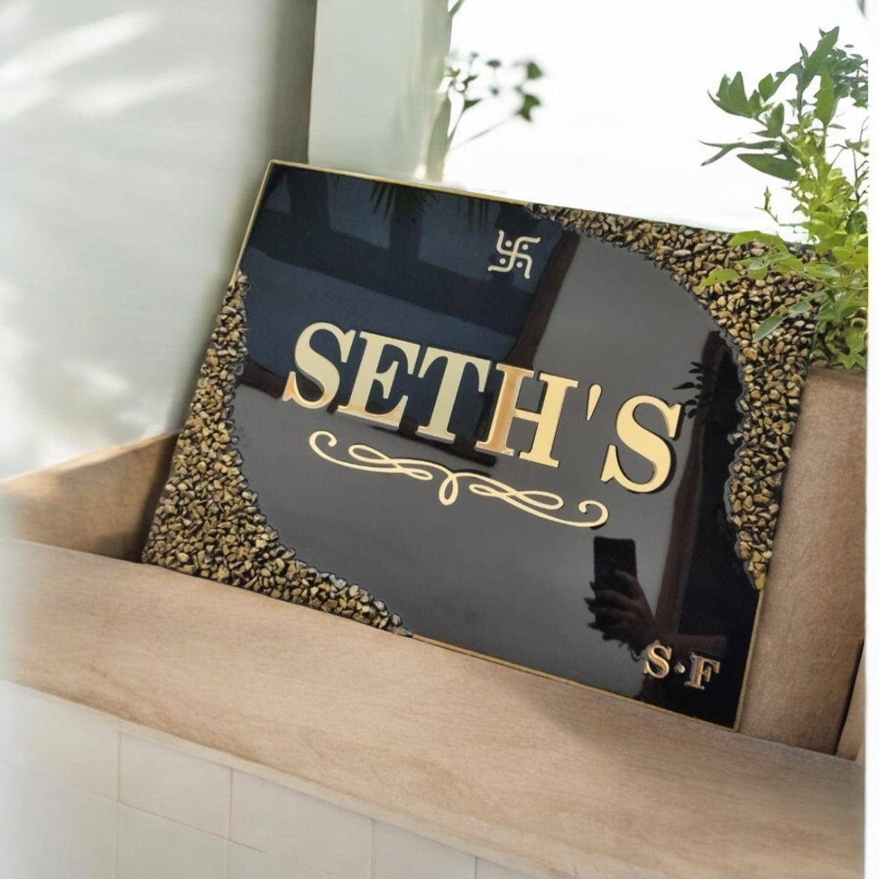 ❤️ Resin Name Plate – Auspicious Grandeur for Your Sweet Home
