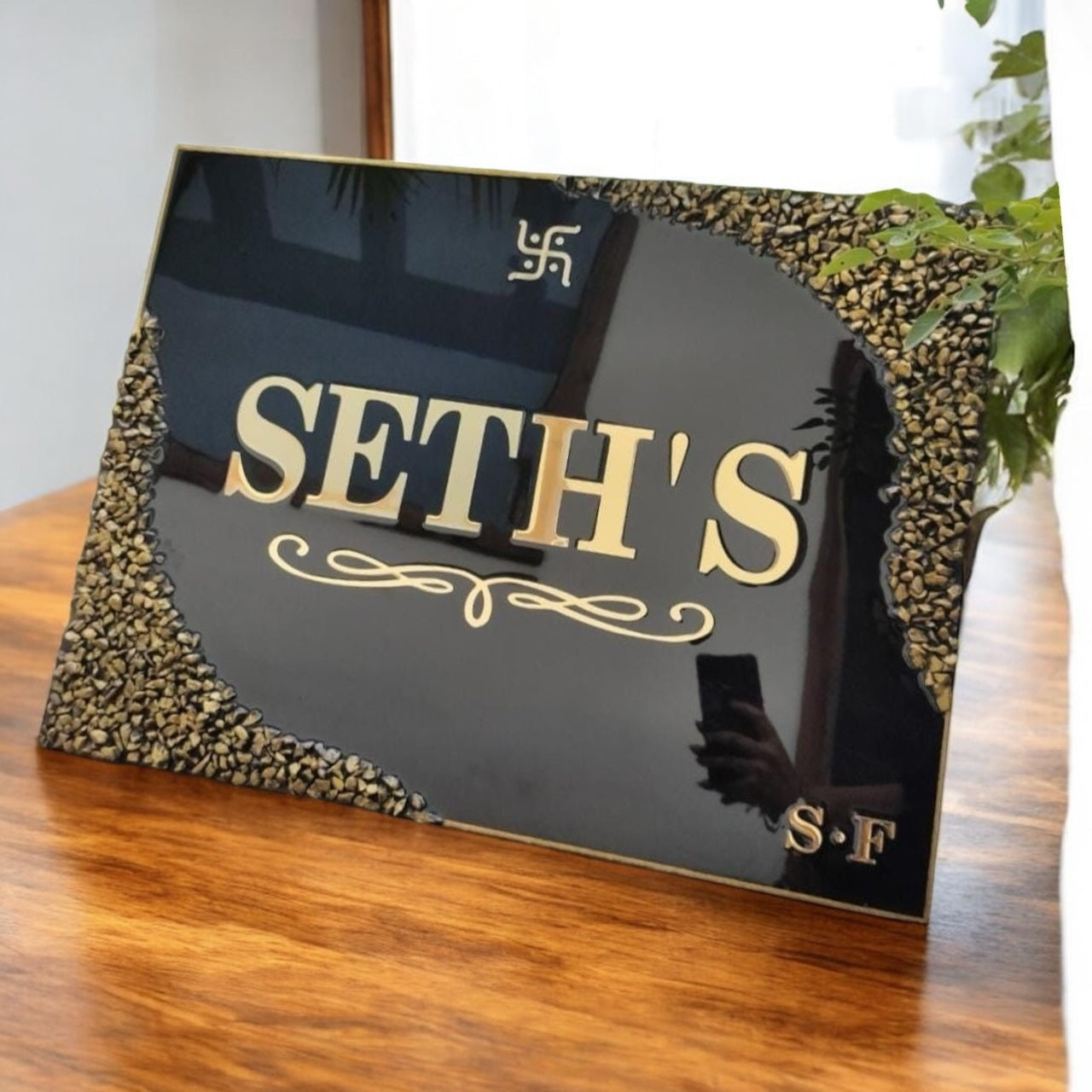 ❤️ Resin Name Plate – Auspicious Grandeur for Your Sweet Home