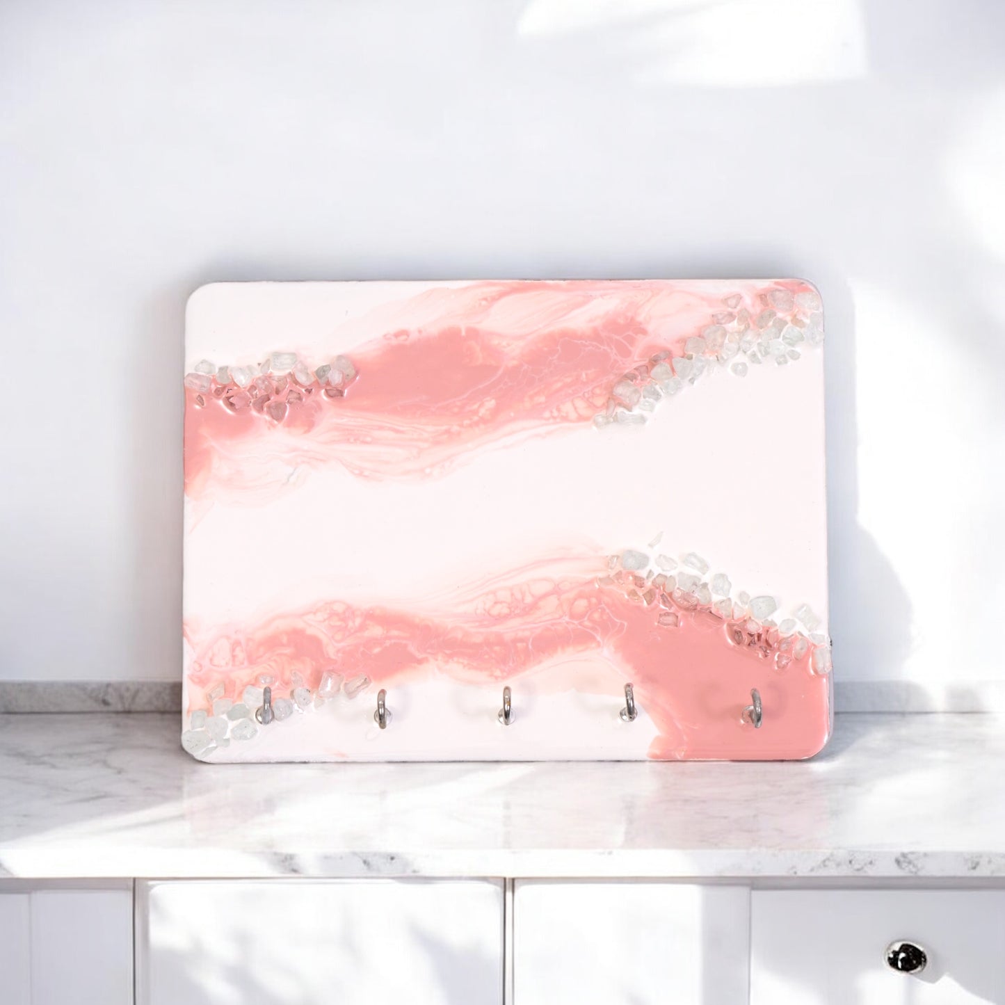 HandArted Resin KeyHolder – Blush Wave Edition