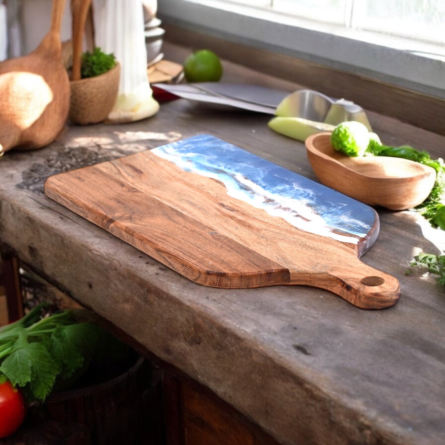 HandArted Resin Chopping Board – Ocean Wave Edition