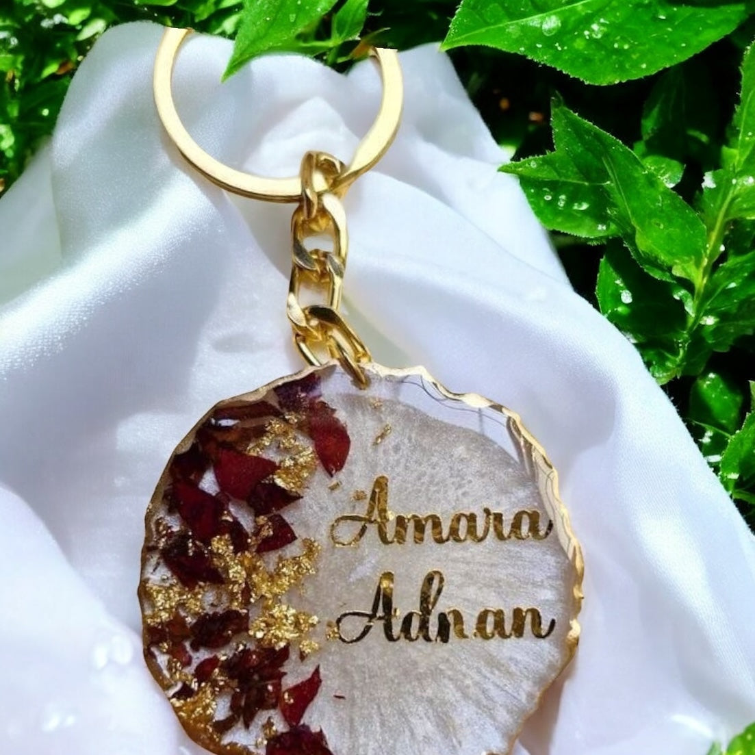 π Handcrafted Rose Petal Resin Keychain β Personalized Edition