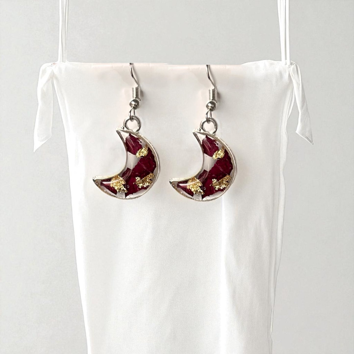Lunar Bloom Earrings | Real Rose Petals Preserved