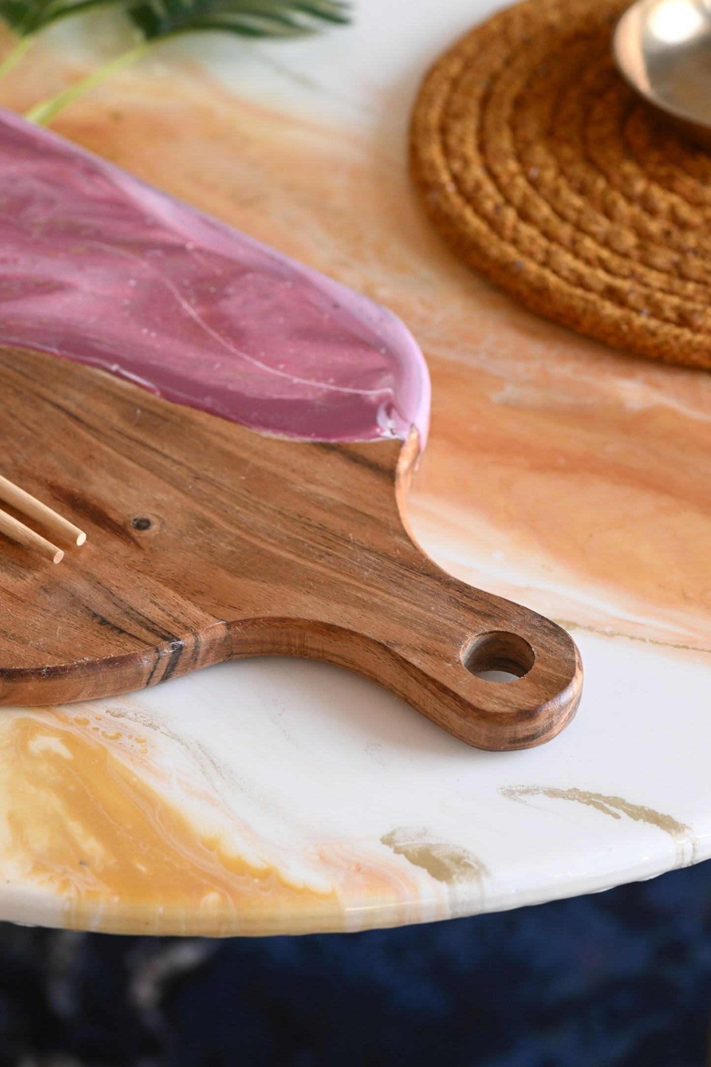 🌸Handcrafted Resin Chopping Board – Blush Pink Edition