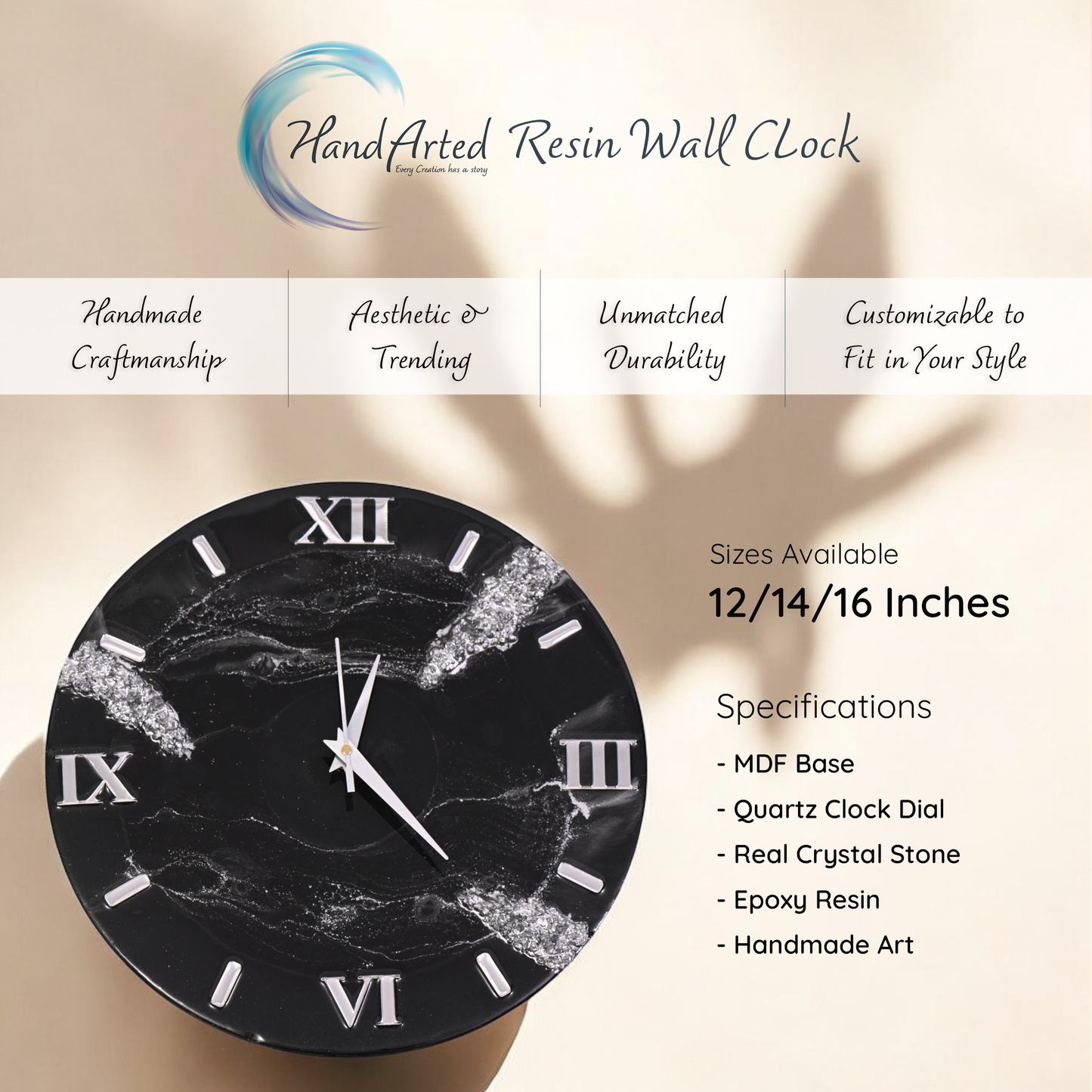 Midnight Marble Resin Wall Clock – Sophistication That Tells Time