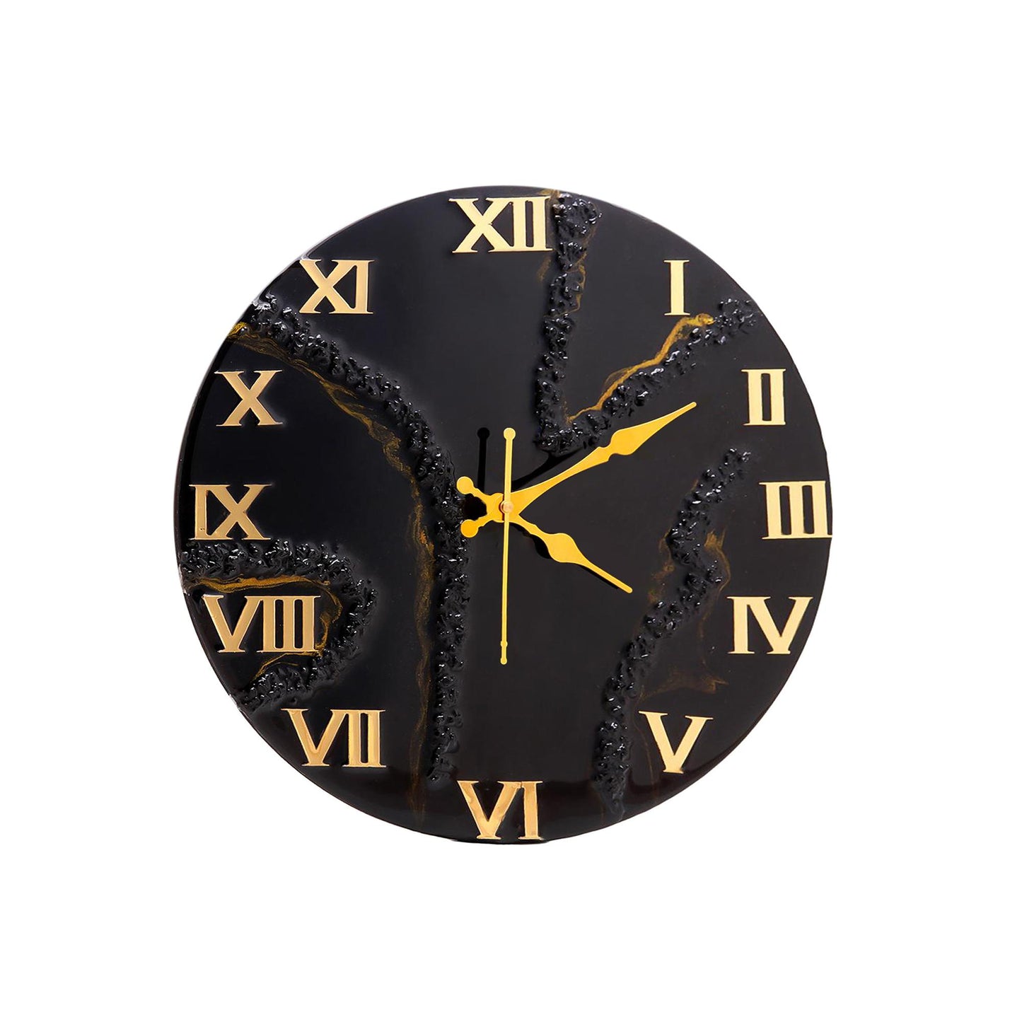 Midnight Elegance Black Resin Wall Clock