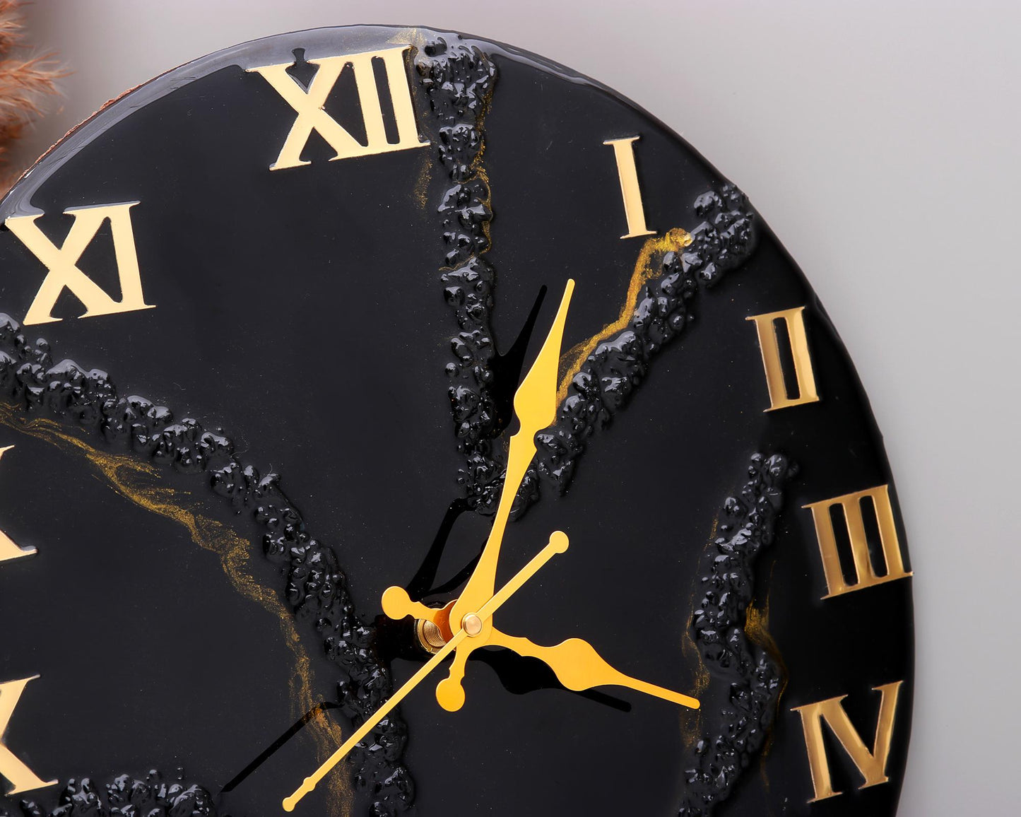Midnight Elegance Black Resin Wall Clock