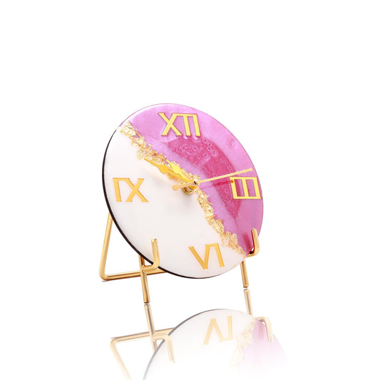 HandArted Resin Table Clock – Blush Pink Edition