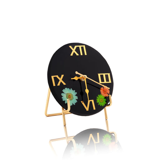 HandArted Resin Table Clock – Bold Bloom Edition