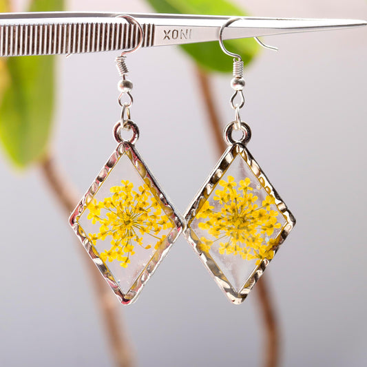 Resin Real flowers preserved Earings