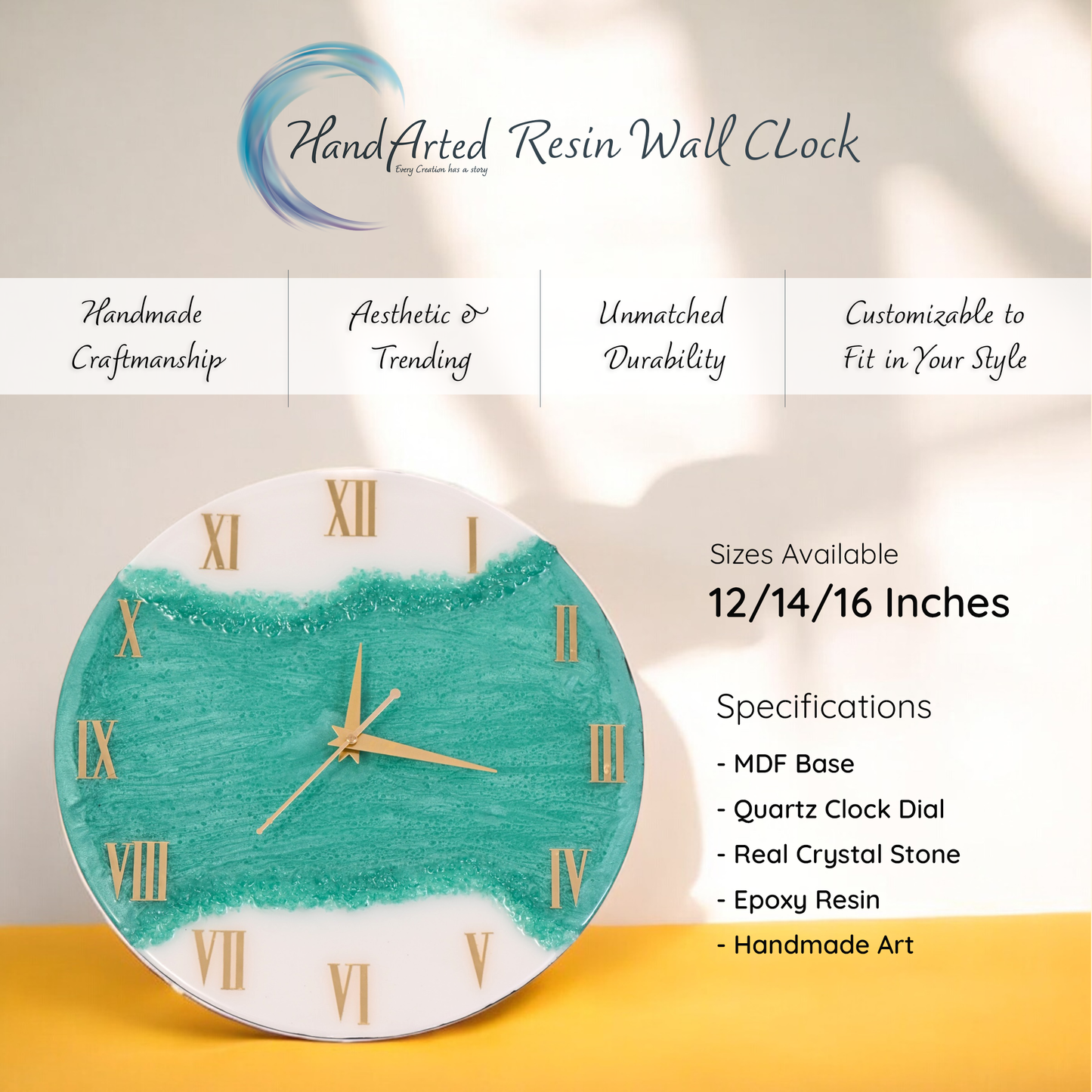 Elevate Your Space with HandArted Resin Wall Clock – Where Art Meets Time