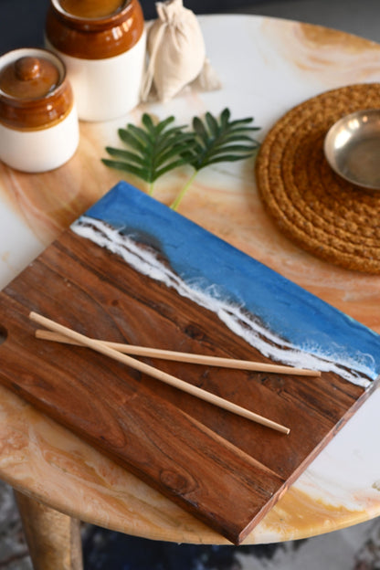 🌊 Handcrafted Resin Chopping Board – Ocean Wave Edition