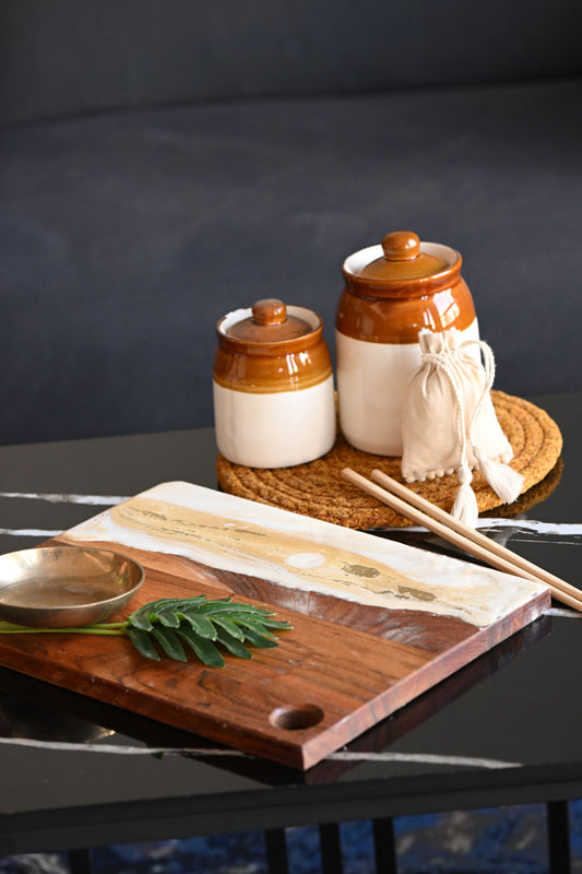 🤍Handcrafted Resin Chopping Board – Desert Dune Edition
