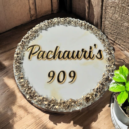 ❤ Custom Resin Name Plate – Shimmering Silver & Gold Edition ❤