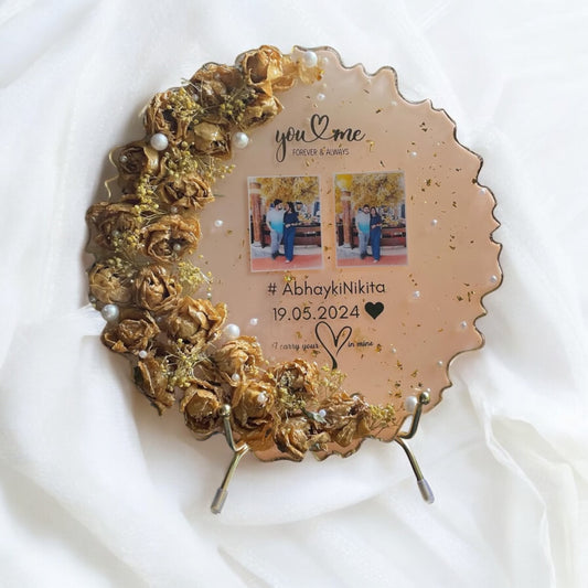 💖 Personalized Agate & Round Resin Photo Frames – Where Memories Blossom Forever