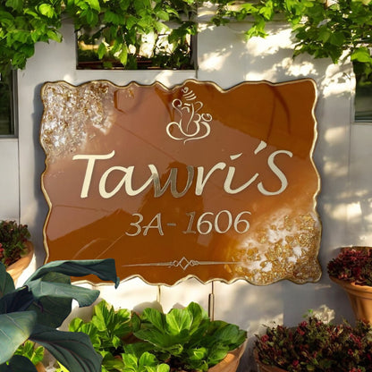 ❤️ Resin Home Door Name Plate – Earthy Charm & Divine Welcome for Your Sweet Home