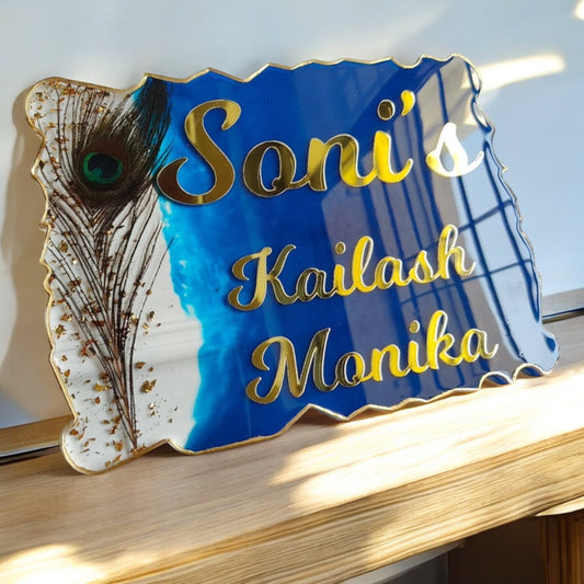 ❤️ Resin Home Door Name Plate – Artistic Waves for Your Sweet Home