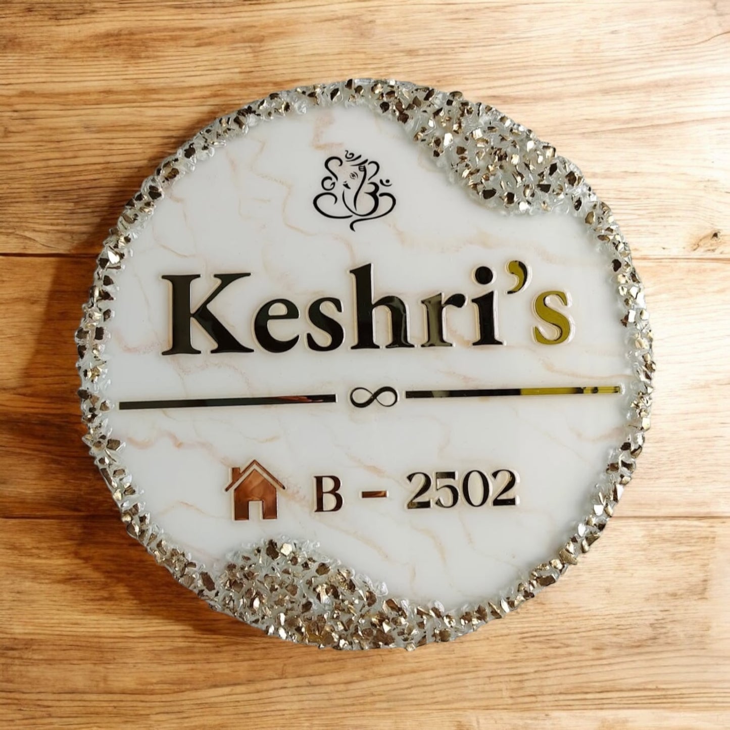 ❤ Custom Resin Name Plate – Divine Silver & Gold Aura Edition ❤