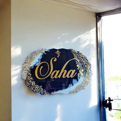 ❤️ Resin Name Plate – Celestial Beauty for Your Sweet Home