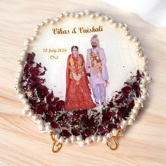 ❤ Agate Resin Varmala Frame – Preserving Your Precious Moments
