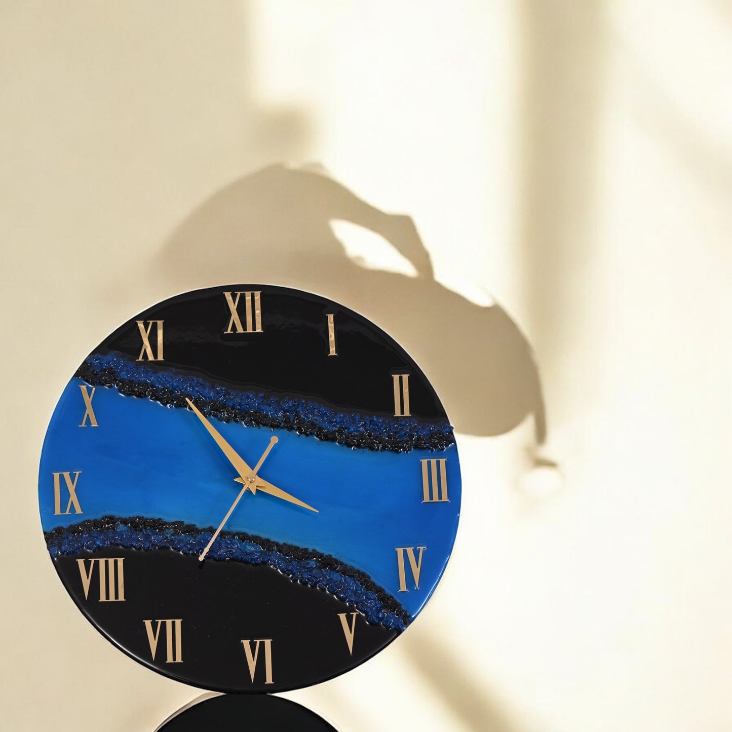 Midnight Blue Resin Wall Clock – A Bold Statement of Luxury & Art