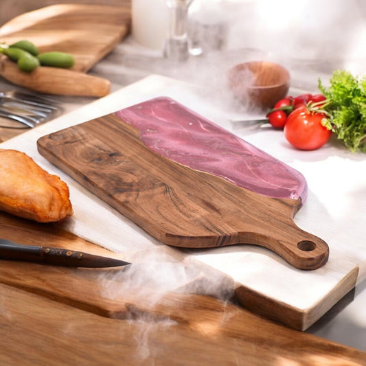 🌸&nbsp;Handcrafted Resin Chopping Board – Blush Pink Edition