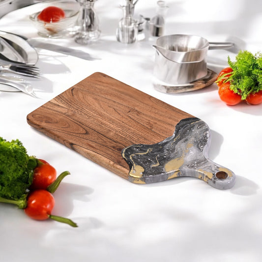 🖤Handcrafted Resin Chopping Board – Black & Gold Marble Edition