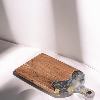 🖤Handcrafted Resin Chopping Board – Black & Gold Marble Edition