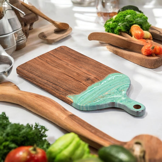 🌿Handcrafted Resin Chopping Board – Green Marble Edition