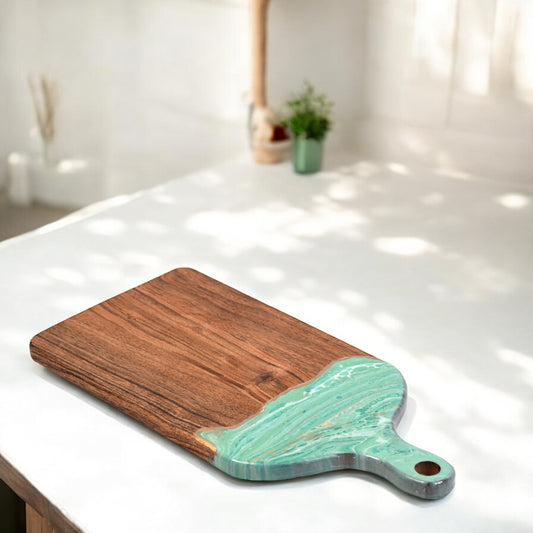 🌿Handcrafted Resin Chopping Board – Green Marble Edition