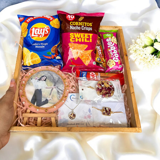 🌸 Customized Resin Rakhi Gift Hamper for Sister – A Divine Expression of Love & Memories