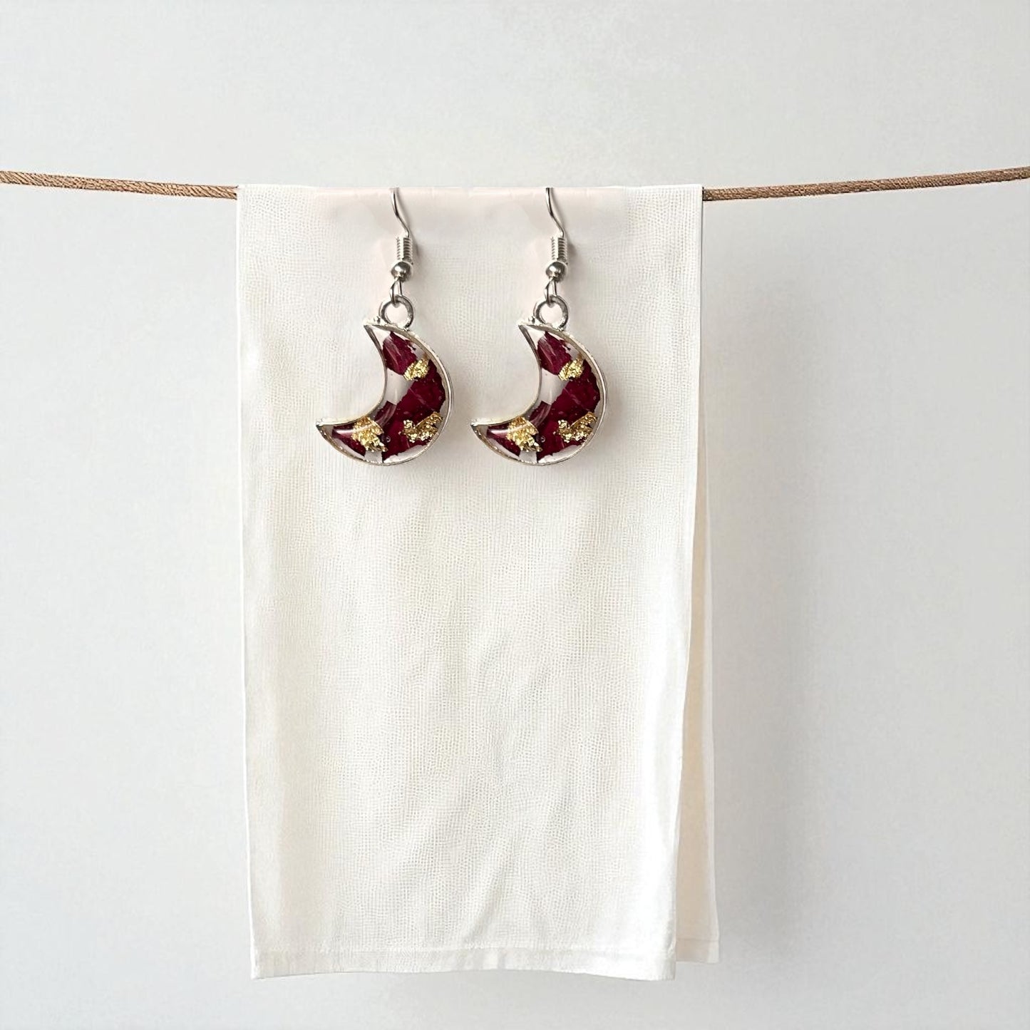 Lunar Bloom Earrings  | Real Rose Petals Preserved